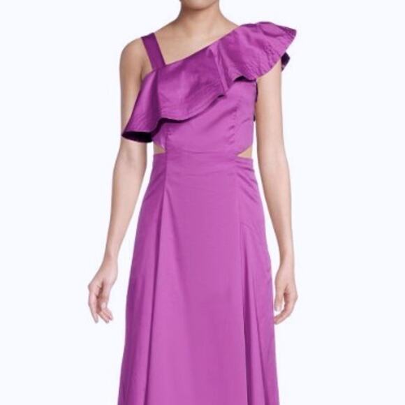 Veronica Beard Beilla Ruffle A Line Dress Vivid Orchid size 6 - Picture 2 of 9